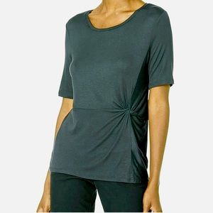 Lark & Ro Ladies Green Side Twist Knit Jersey Top M